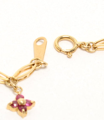 美品 ブレスレット K18 ルビー フラワーモチーフ レディース