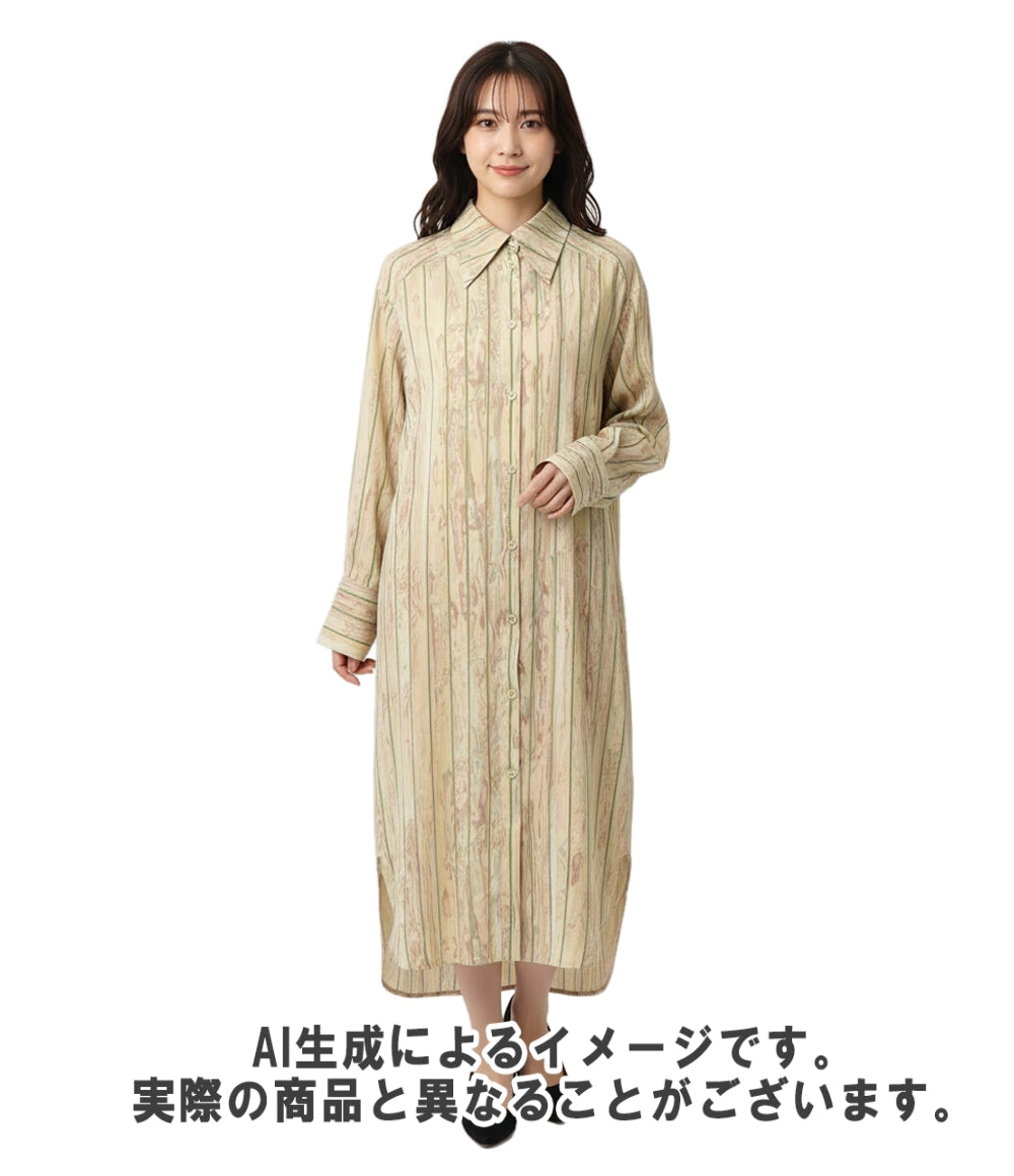 Mame Kurogouchi 長袖ワンピース シルク100% Marble Print Silk Shirt
