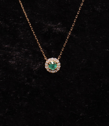 美品 VENDOME AOYAMA ネックレス K18 エメラルド ダイヤ 0,04ct レディース ヴァンドームアオヤマ
