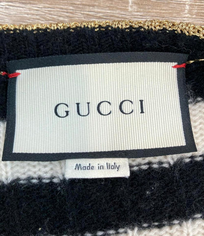 GUCCI 長袖ニットカーディガン ストライプ ゴールド レディース SIZE S グッチ