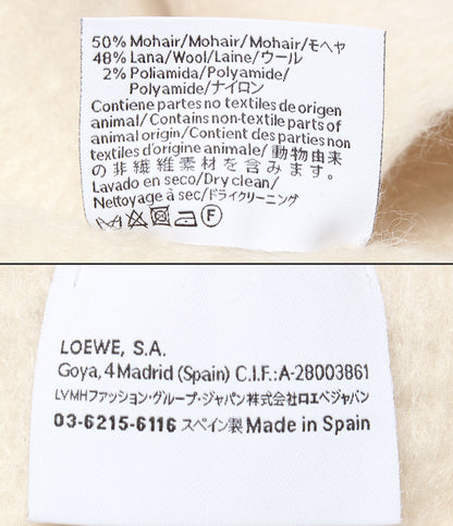 美品 LOEWE マフラー モヘアウール レザーパッチ レディース ロエベ