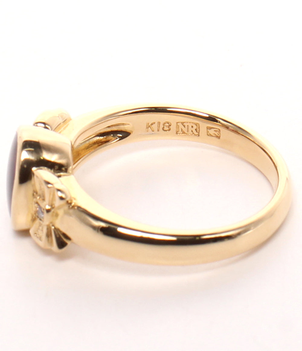 美品 NINA RICCI リング 指輪 K18 ロードライトガーネット ダイヤ リボンモチーフ ツバメ刻印 レディース SIZE 12号 ニナリッチ