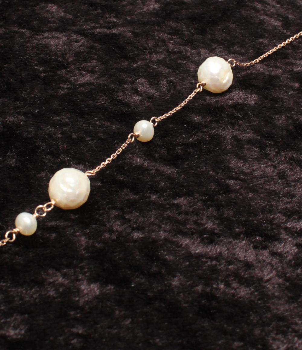 美品 ネックレス ブレスレット K10 淡水パール 2点セット レディース