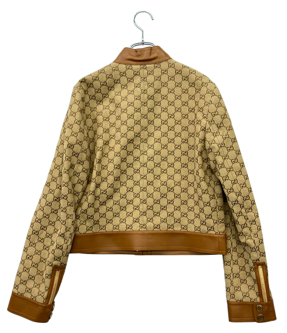 GUCCI レザージャケット GGキャンバス 681034 Z8AV6 レディース SIZE 40 (M) グッチ