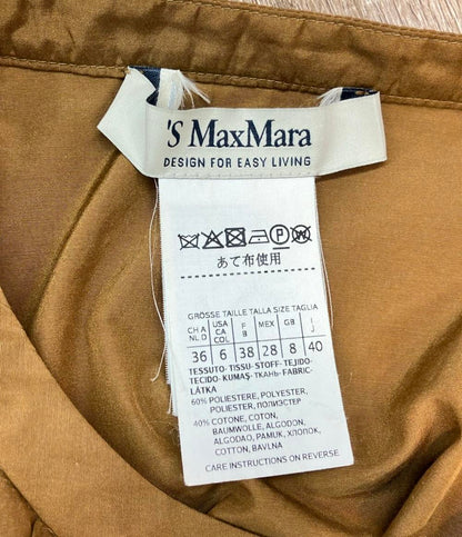 'S MaxMara 長袖ワンピース シャツ ドットボタン ベルト付き バンドカラー レディース SIZE 40 (M) エスマックスマーラ