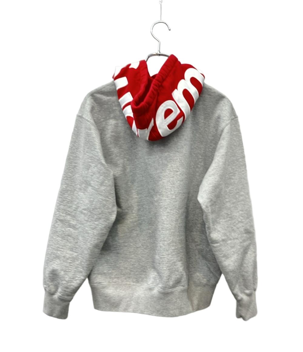 Supreme パーカー スウェット フードロゴ グレー×レッド 21AW