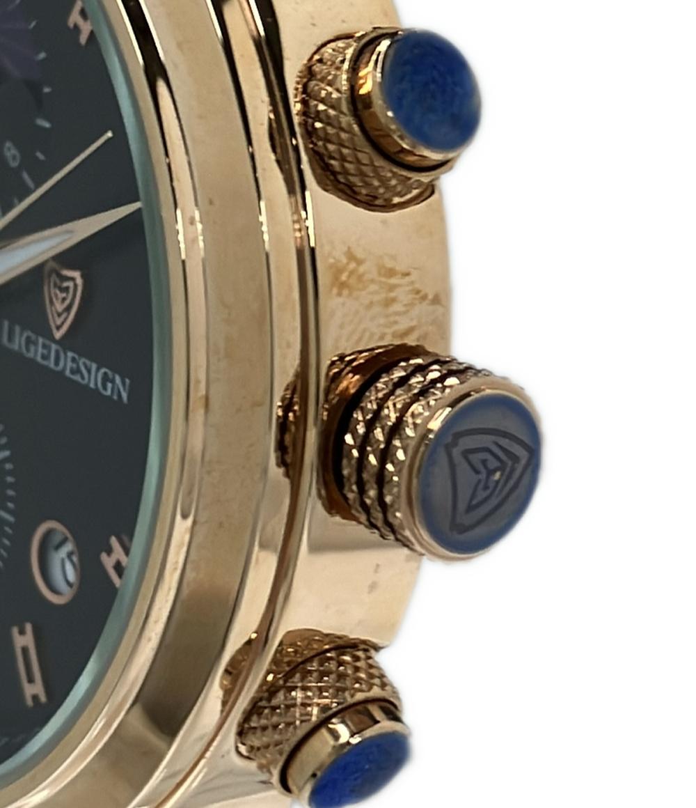 LIGE 腕時計 クオーツ ブラック メンズ リジェ