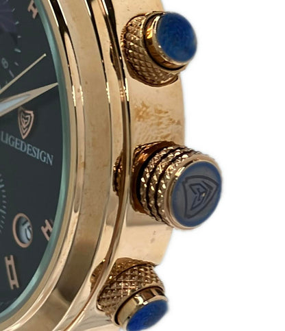 LIGE 腕時計 クオーツ ブラック メンズ リジェ