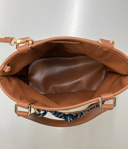 美品 CHARLES&KEITH トートバッグ ショルダーバッグ 2WAY 斜め掛け キャンバス レザー レディース チャールズ＆キース
