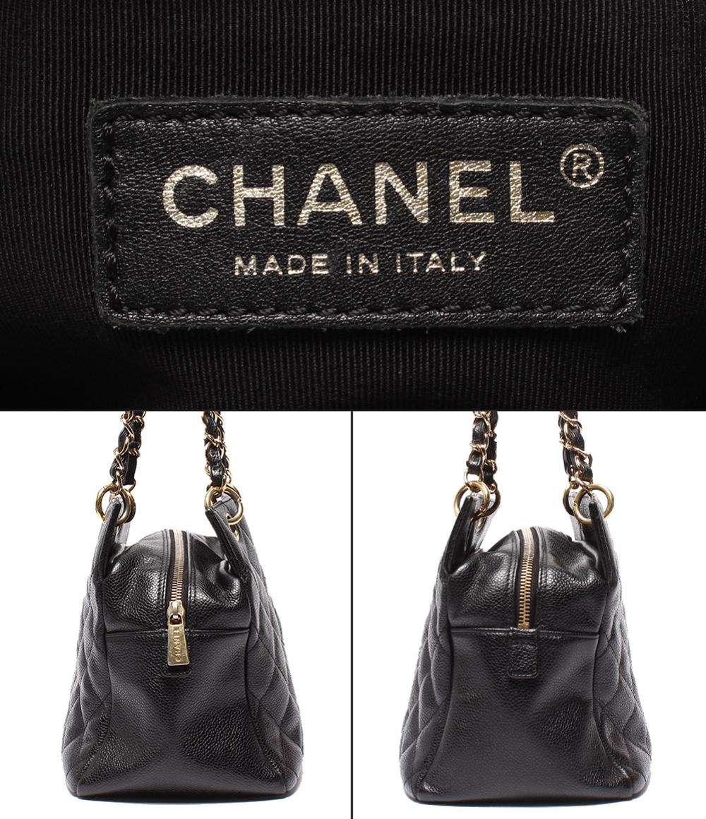 CHANEL チェーントートバッグ 肩掛け ゴールド金具 キャビアスキン マトラッセ プチタイムレス A18004 レディース シャネル
