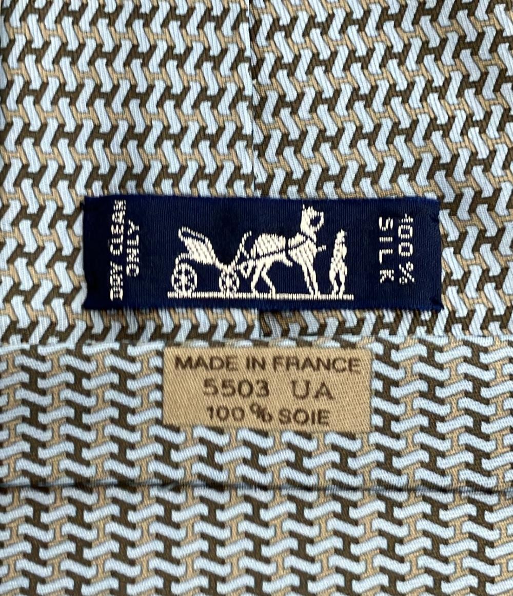 美品 エルメス ネクタイ シルク100% 総柄 メンズ HERMES