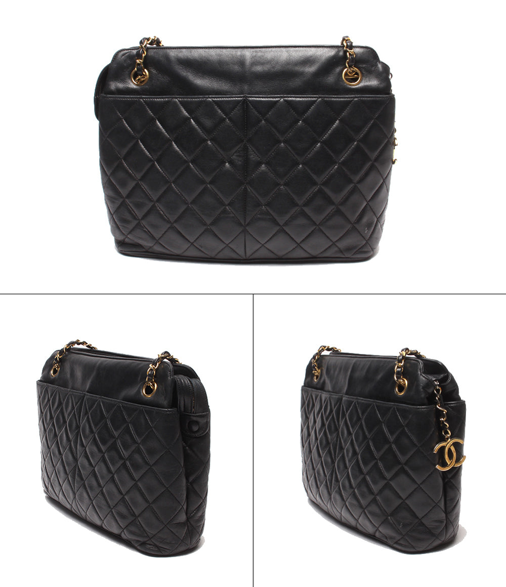 CHANEL チェーンショルダーバッグ 肩掛け 1番台 ゴールド金具 マトラッセ レディース シャネル