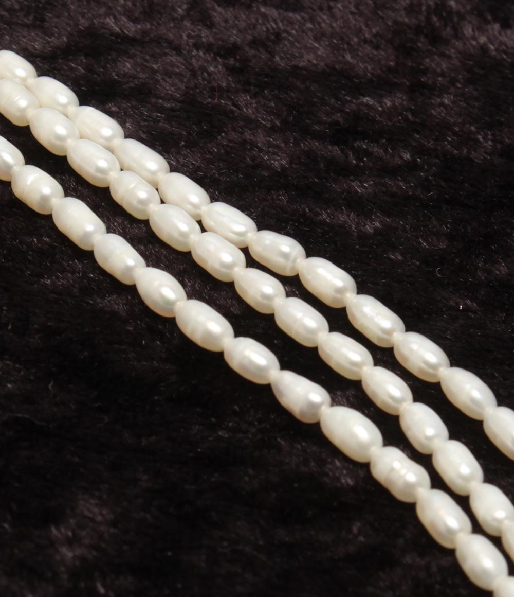 美品 3連ネックレス SV 淡水パール レディース