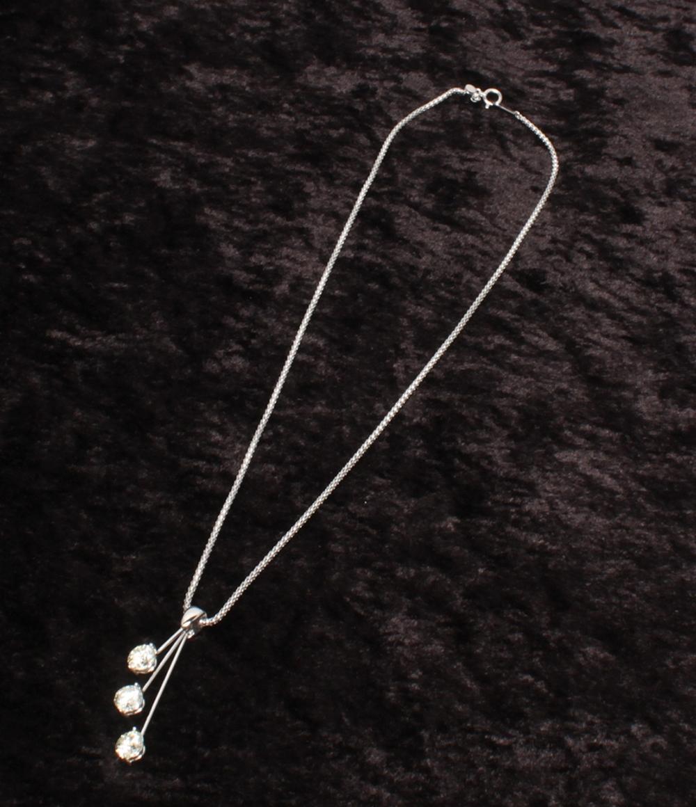 美品 ネックレス K18WG Pt900 イエローダイヤ 1.00ct 1.01ct 1.04ct スイング レディース