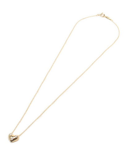 美品 ティファニー ネックレス K18 Pt950 3Pダイヤ ドッツハート  