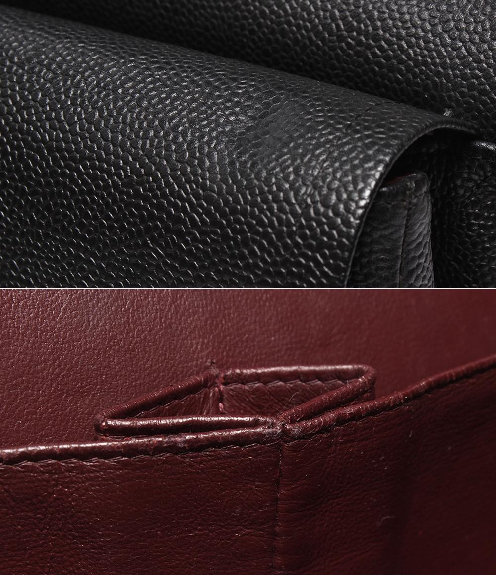 CHANEL チェーンショルダーバッグ ダブルチェーン ダブルフラップ シルバー金具 キャビアスキン 16番台 デカマトラッセ30 レディース シャネル