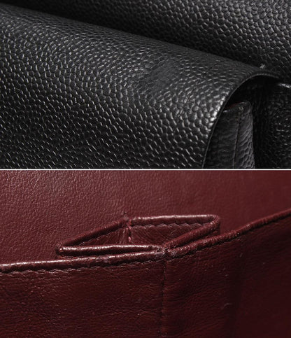 CHANEL チェーンショルダーバッグ ダブルチェーン ダブルフラップ シルバー金具 キャビアスキン 16番台 デカマトラッセ30 レディース シャネル