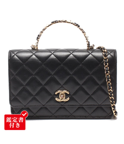 CHANEL チェーンウォレット ショルダーバッグ 斜め掛け ゴールド金具 マトラッセ シングルフラップ ラムスキン レディース シャネル