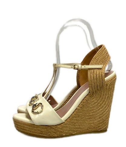 GUCCI Tストラップサンダル ウェッジソール ホースビット 388354 レディース SIZE 35 (22.5cm) グッチ
