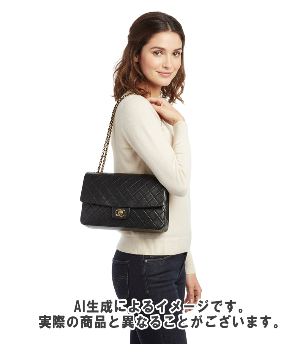 CHANEL ダブルチェーンレザーショルダーバッグ ココマーク ゴールド金具 レディース シャネル