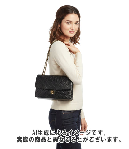 CHANEL ダブルチェーンレザーショルダーバッグ ココマーク ゴールド金具 レディース シャネル