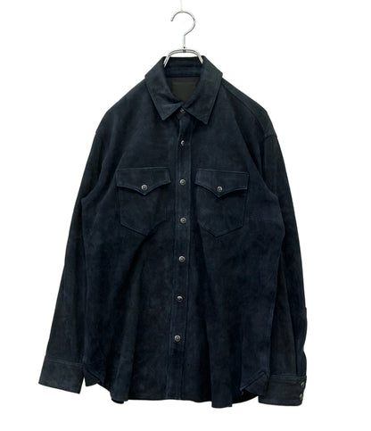 DENHAM 長袖シャツ やぎ革 スナップボタン SUEDE LEATHER SHIRT 01-22-08-40-091 メンズ SIZE S デンハム