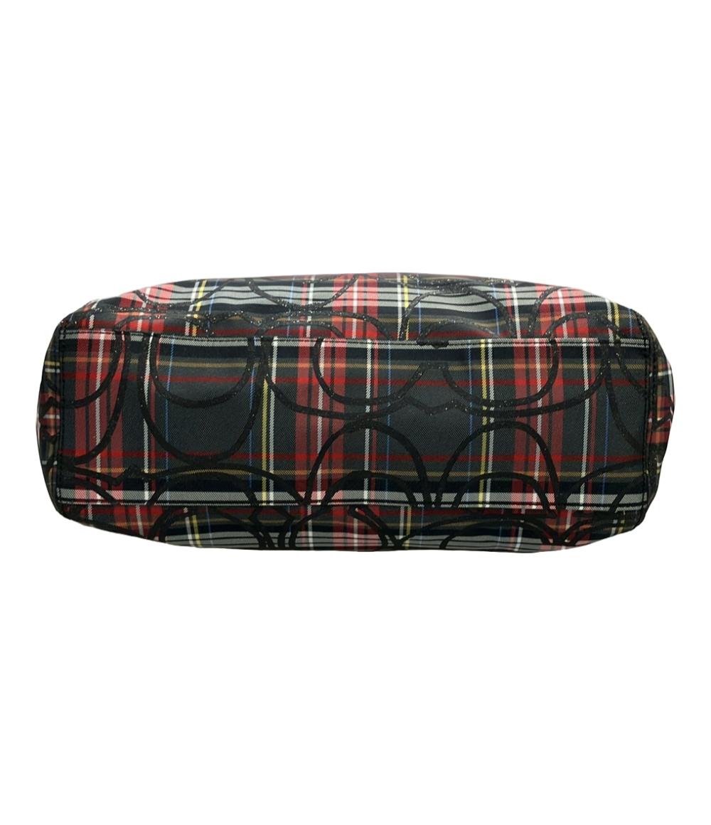 美品 COACH トートバッグ ショルダーバッグ 2WAY チェック柄 シグネチャー F20058 メンズ コーチ
