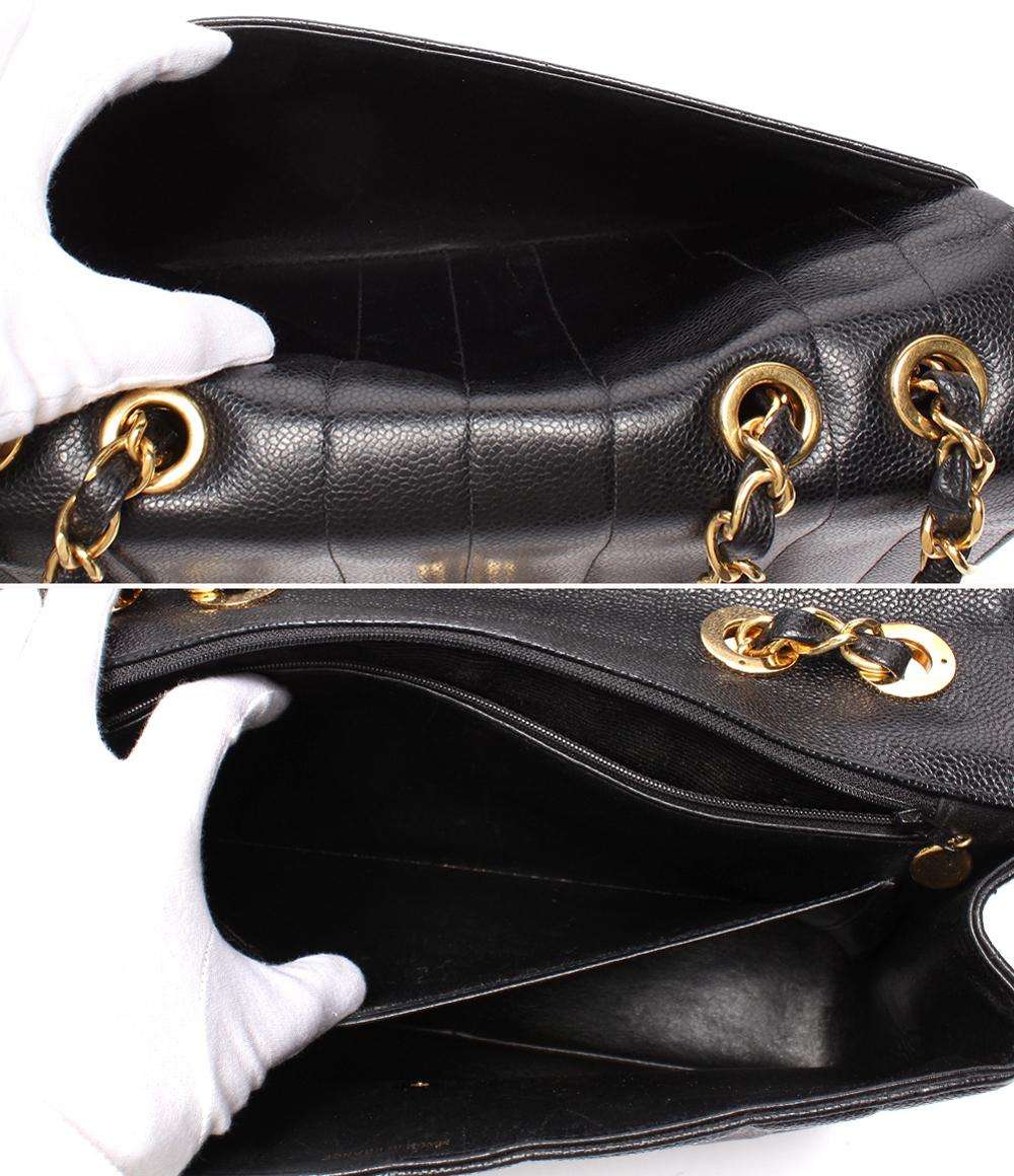 CHANEL チェーンショルダーバッグ ダブルチェーン ゴールド金具 キャビアスキン 3番台 肩掛け マドモアゼル レディース シャネル