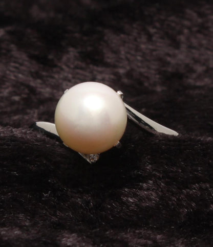 美品 リング 指輪 Pt900 パール 8.5mm ダイヤ 0.02ct レディース SIZE 19号