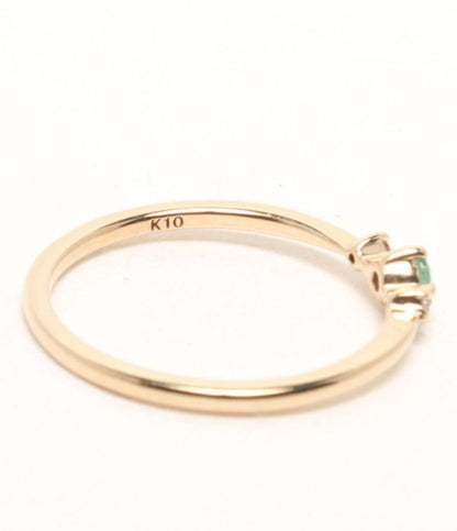 美品 VENDOME AOYAMA ピンキーリング 指輪 K10 エメラルド ダイヤ レディース SIZE 1号 ヴァンドームアオヤマ