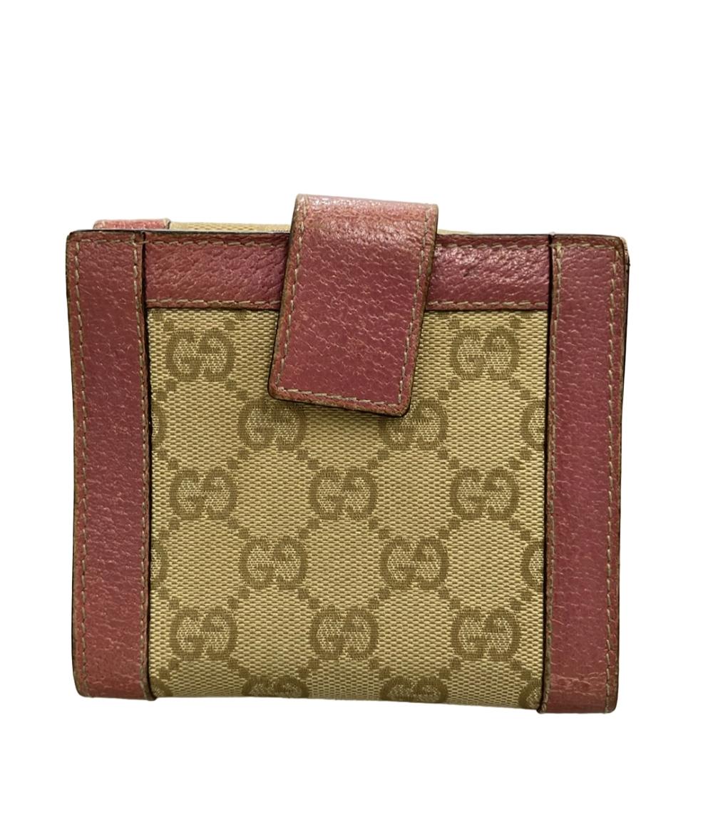 GUCCI ダブルホック 二つ折り財布 レザー GGキャンバス 154117 0416 レディース グッチ