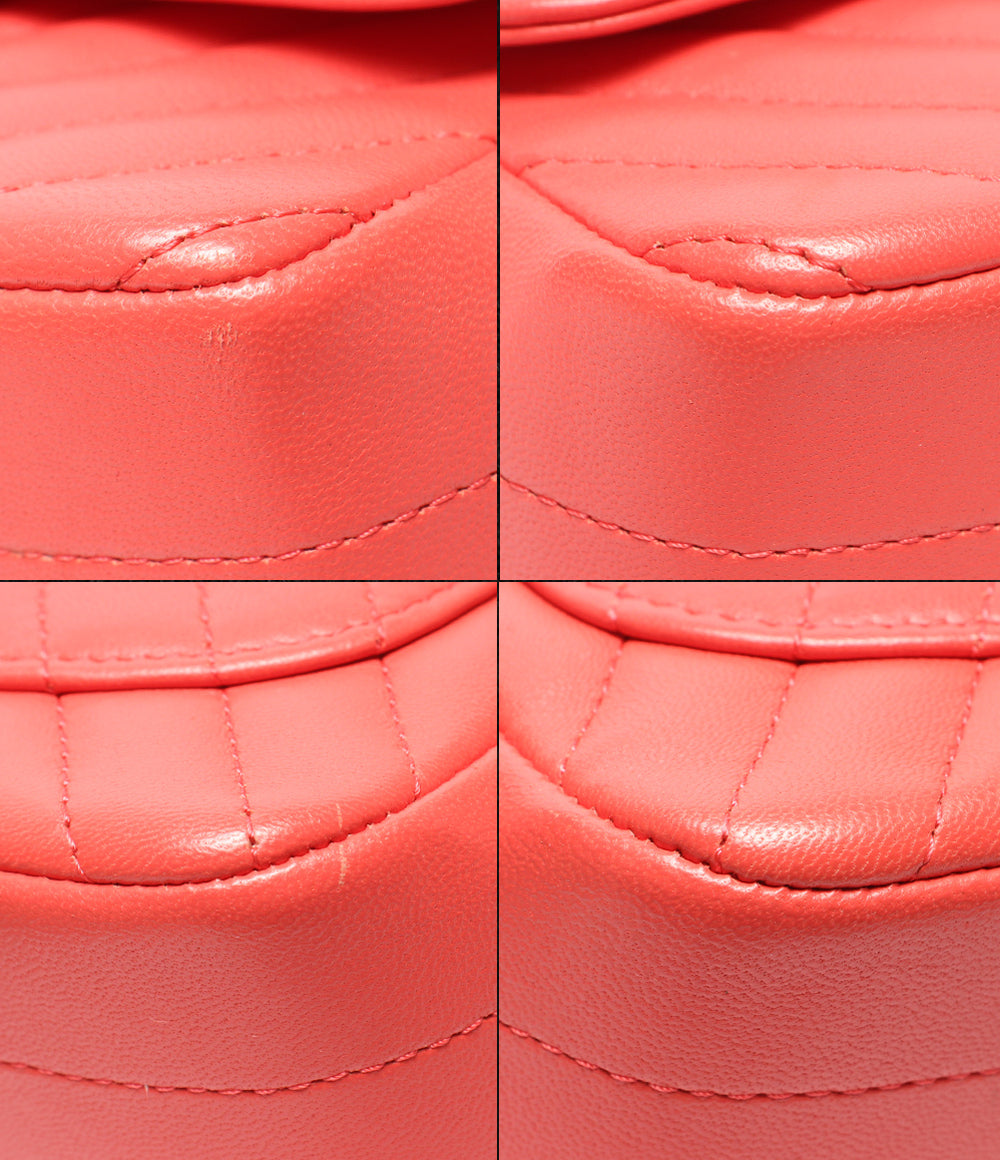CHANEL チェーンショルダーバッグ 肩掛け ゴールド金具 Vステッチ シングルチェーン シングルフラップ シェブロン ラムスキン A35200 レディース