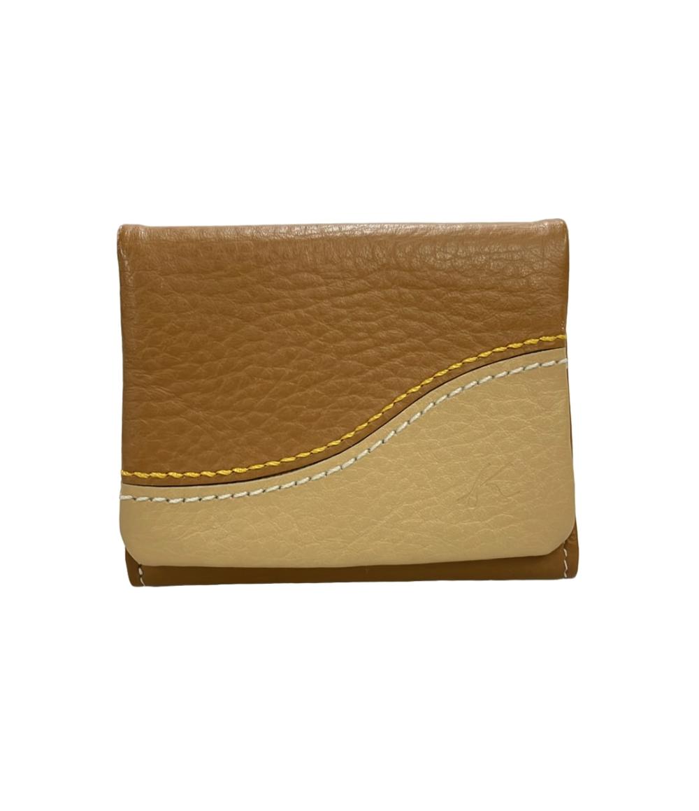 美品 Kitamura ダブルホック 三つ折り財布 シュリンク革 レディース キタムラ