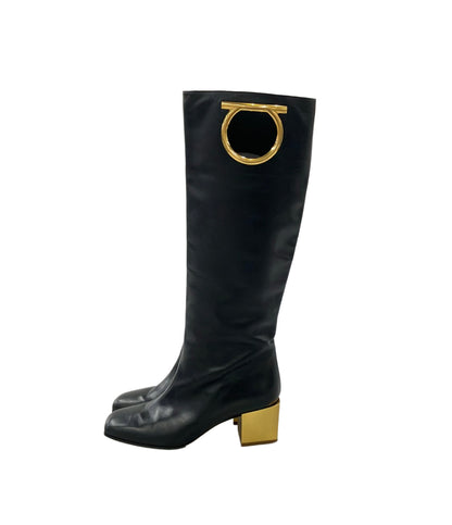 Salvatore Ferragamo ロングブーツ ガンチーニ レディース SIZE 5 1/2 D サルヴァトーレフェラガモ