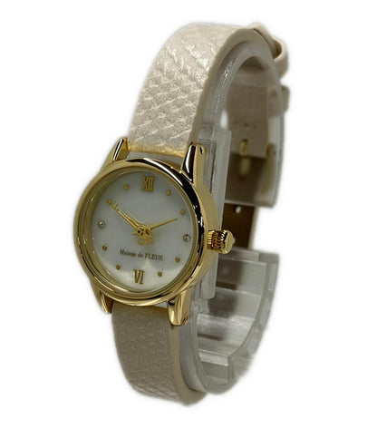 美品 Maison de FLEUR ぬ 腕時計 クオーツ ホワイト レディース メゾンドフルール