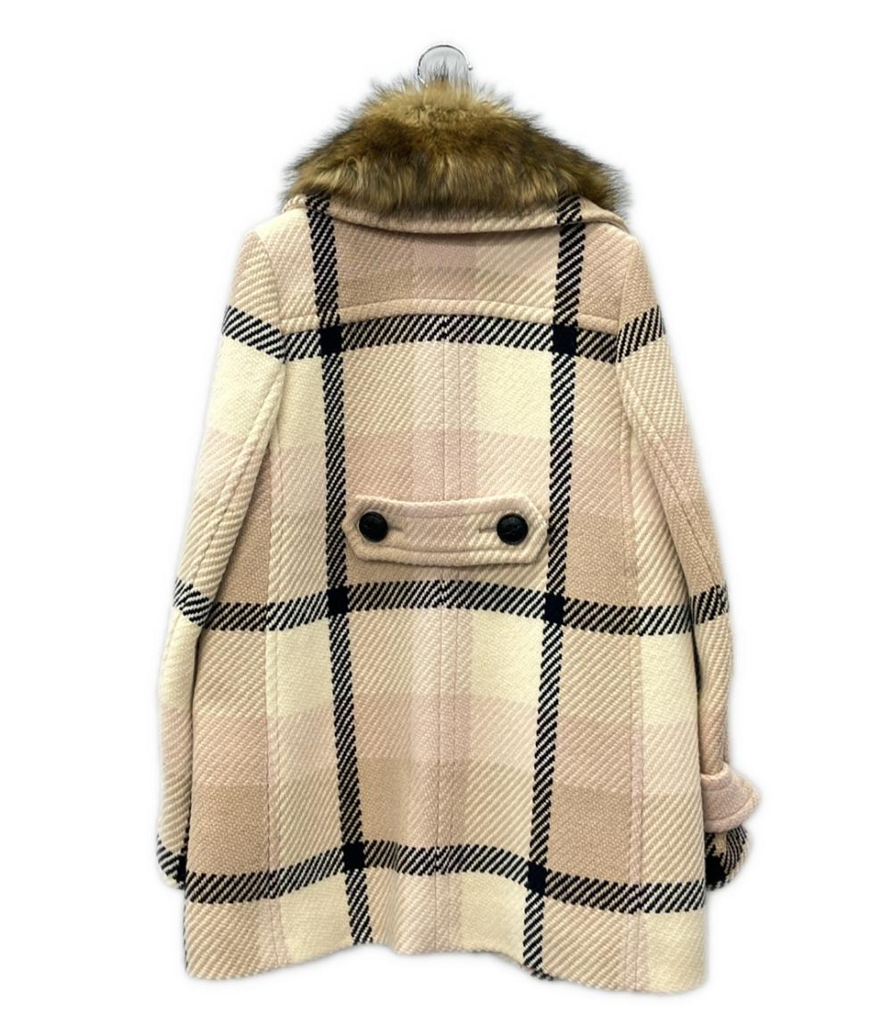 BLUE LABEL チェック柄ファー付きジャケット 38 BLUE LABEL CRESTBRIDGE チェック柄 コート ファー付き レディース