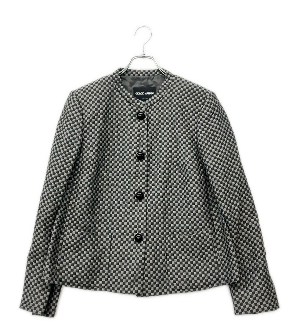 美品 GIORGIO ARMANI ノーカラージャケット MAG91T MA401 レディース SIZE 44 (L) ジョルジオアルマーニ