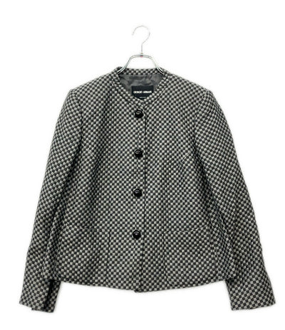 美品 GIORGIO ARMANI ノーカラージャケット MAG91T MA401 レディース SIZE 44 (L) ジョルジオアルマーニ