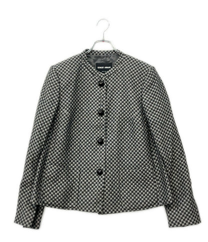 美品 GIORGIO ARMANI ノーカラージャケット MAG91T MA401 レディース SIZE 44 (L) ジョルジオアルマーニ