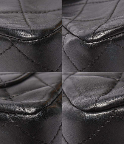 CHANEL チェーンショルダーバッグ 肩掛け ゴールド金具 1番台 ダブルフラップ ダブルチェーン スムースレザー マトラッセ25 レディース シャネル