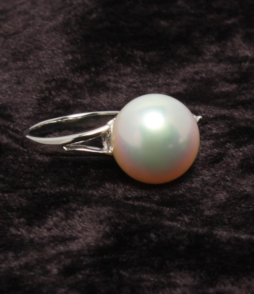 美品 リング 指輪 PT900 南洋パール 13.7mm ダイヤ 1.01ct レディース SIZE 13号