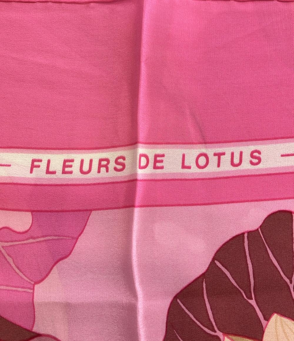美品 エルメス スカーフ カレ140 シルク100% 蓮の花 FLEURS DE LOTUS レディース HERMES