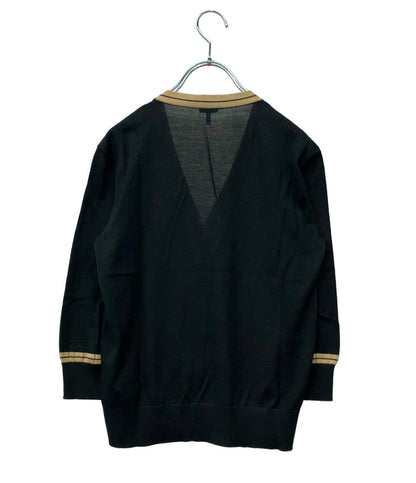 LOEWE 長袖ニットカーディガン クロップド ロゴ刺繍 ウール100%  薄手 ボタン S359Y16K03 レディース SIZE XS ロエベ