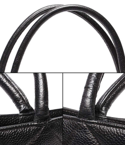 CHANEL トートバッグ シルバー金具 キャビアスキン マトラッセ 復刻トート ６番台 A01804 レディース シャネル