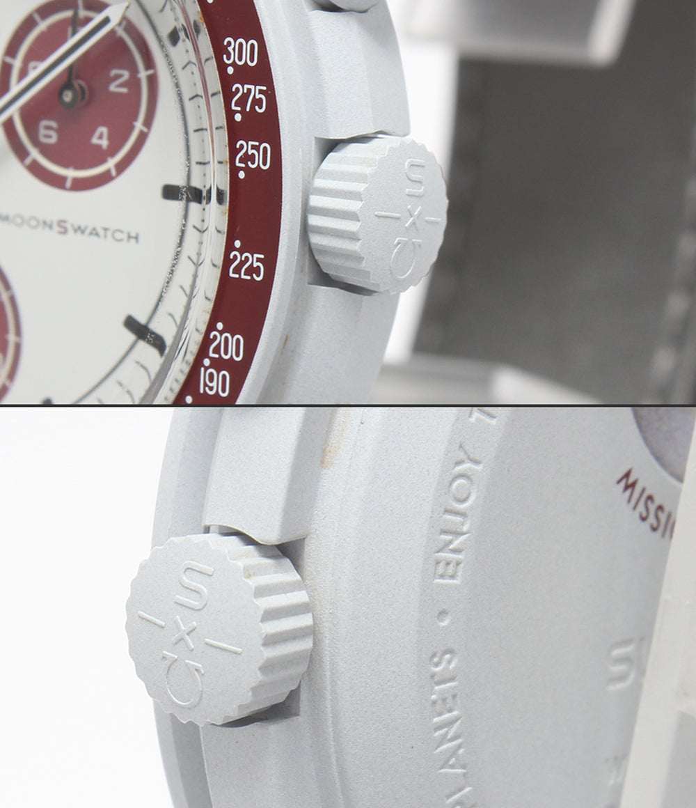 美品 OMEGA Swatch 腕時計 Mission to Pluto バイオセラミック ムーンスウォッチ クオーツ ホワイト SO33M101 メンズ オメガ スウォッチ
