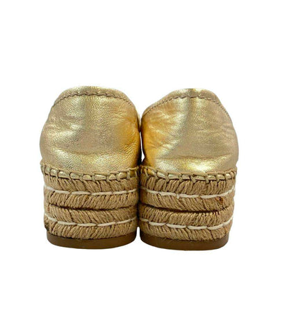 訳あり PRADA ピープトゥプラットフォーム エスパドリーユ 厚底 レディース SIZE 39 1/2 (XL) プラダ