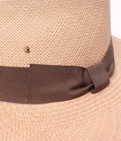 美品 SUPER DUPER 麦わら帽子 パナマハット Dedalo Panama Large linen メンズ スーパーデューパー