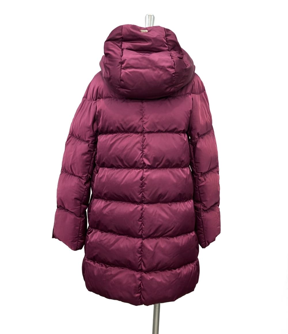 Herno ダウンコート A-shape ワインレッド インポート サテンAラインコート PI1304D-12170-4630 レディース SIZE 44 (XL) ヘルノ
