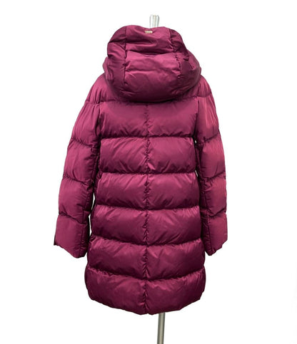 Herno ダウンコート A-shape ワインレッド インポート サテンAラインコート PI1304D-12170-4630 レディース SIZE 44 (XL) ヘルノ