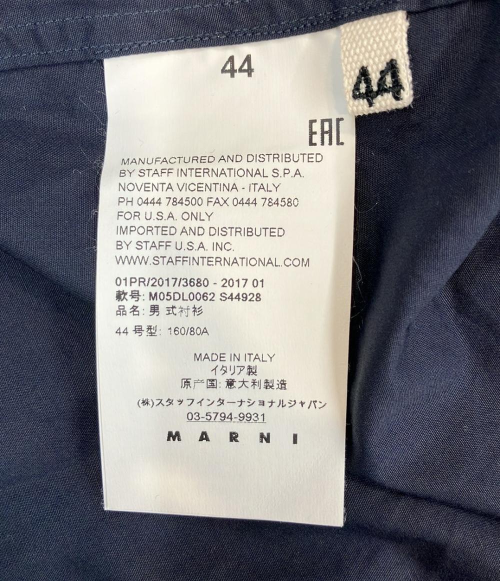 MARNI 半袖シャツ ネイビータンカラーブロック ショートスリーブ チェストポケットコットン100% M05DL0062 S44928 メンズ SIZE 44 (S) マルニ